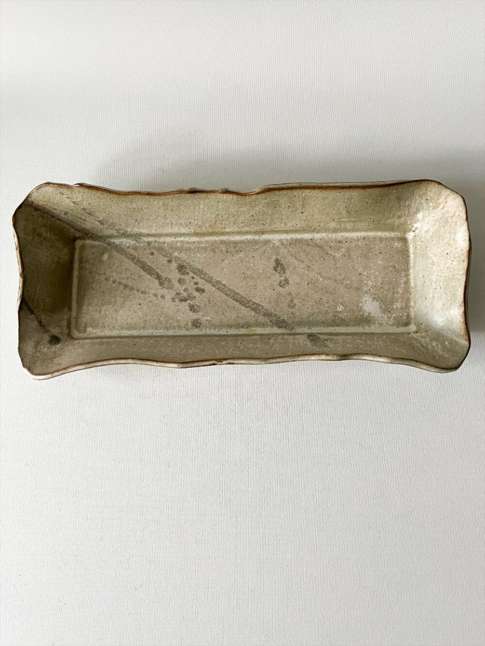 Vintage Petra's Pottery Rectangular Tray 12.25" Handcrafted Stoneware Dish